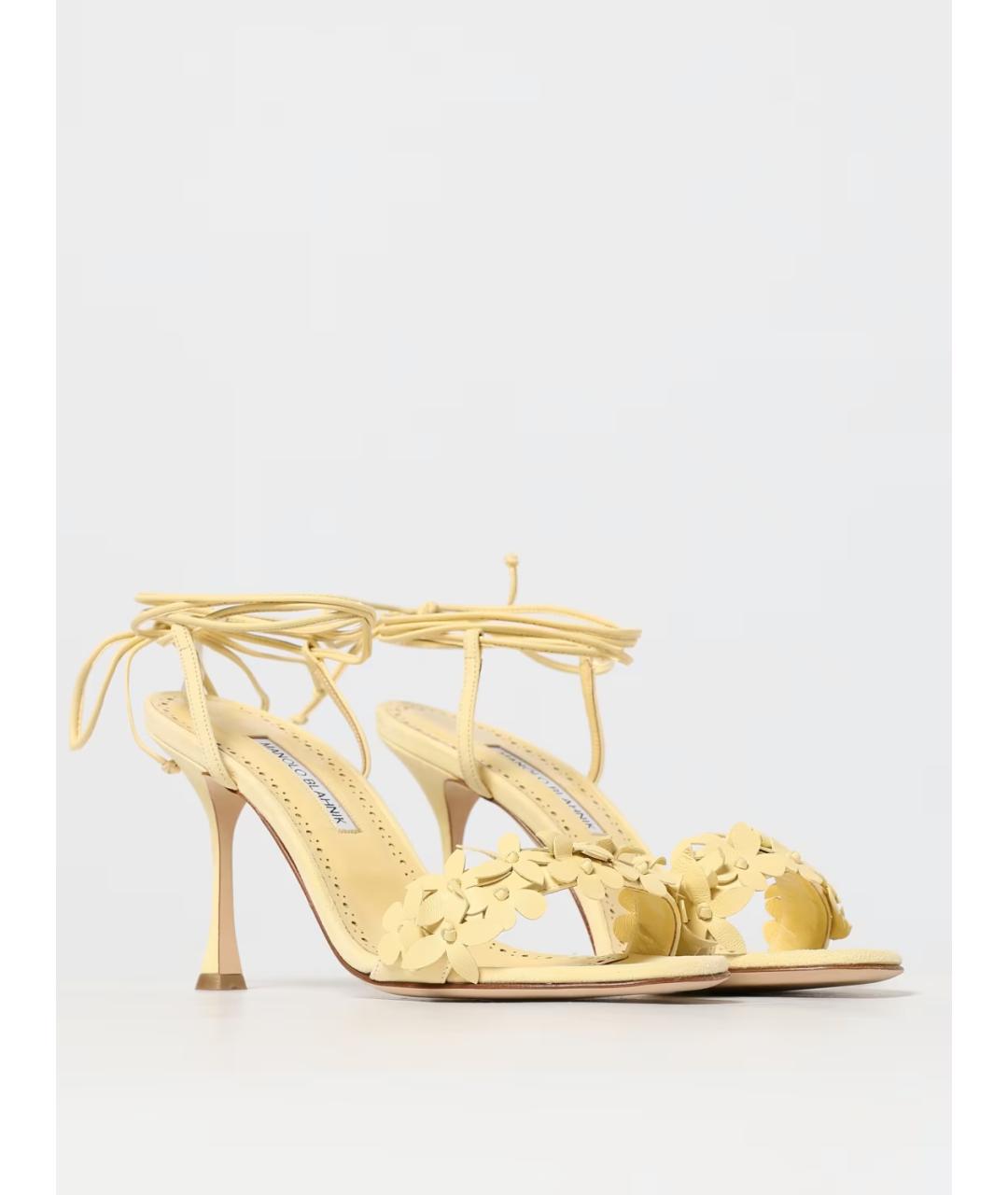 MANOLO BLAHNIK Желтые замшевые босоножки, фото 2