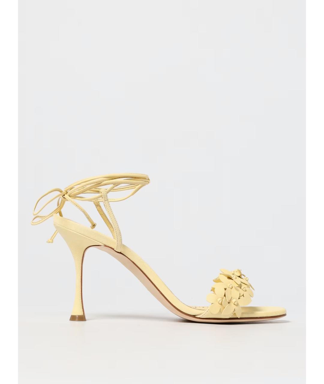 MANOLO BLAHNIK Желтые замшевые босоножки, фото 4