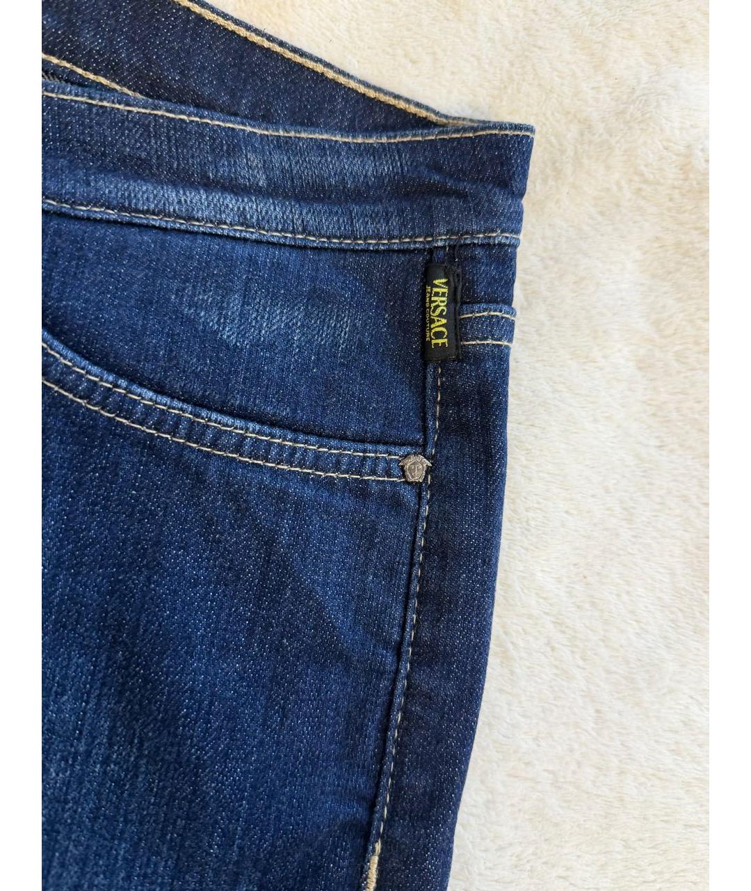 VERSACE Темно-синие хлопковые джинсы клеш, фото 4