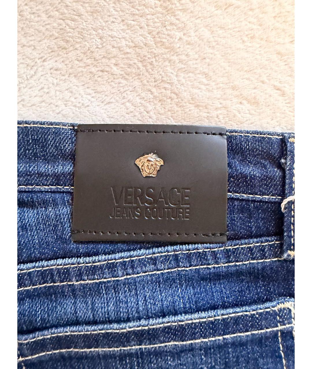 VERSACE Темно-синие хлопковые джинсы клеш, фото 7