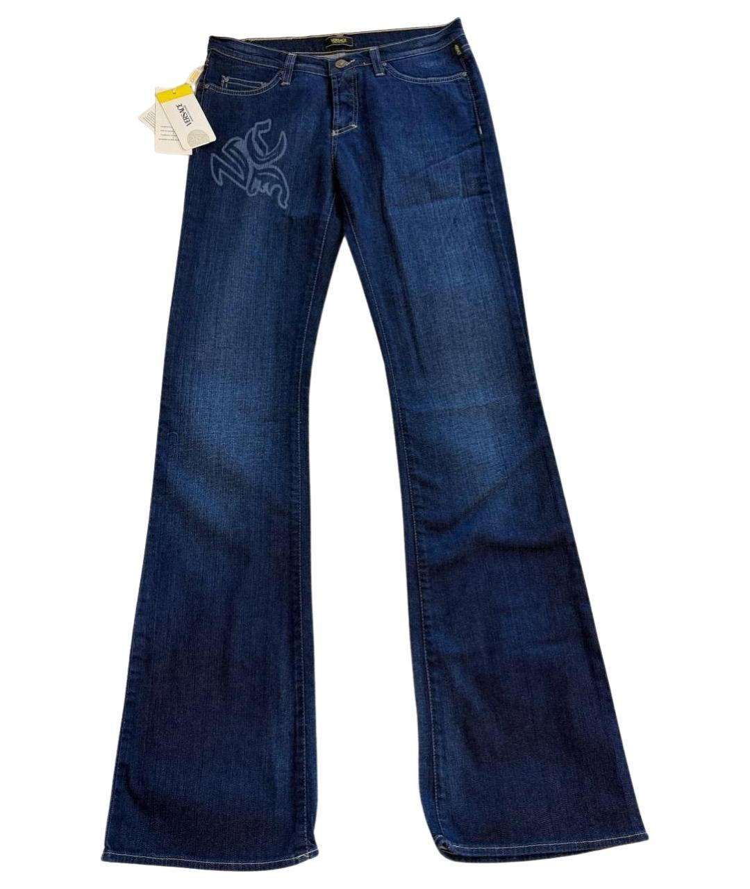 VERSACE Темно-синие хлопковые джинсы клеш, фото 1