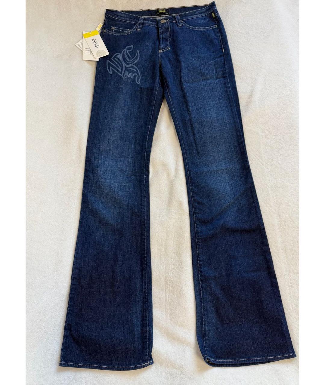 VERSACE Темно-синие хлопковые джинсы клеш, фото 8