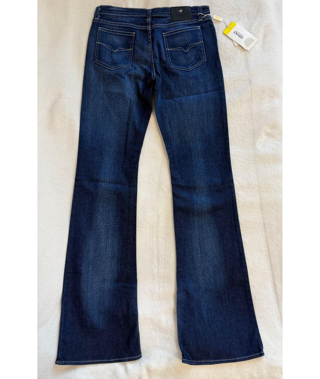 VERSACE Темно-синие хлопковые джинсы клеш, фото 2