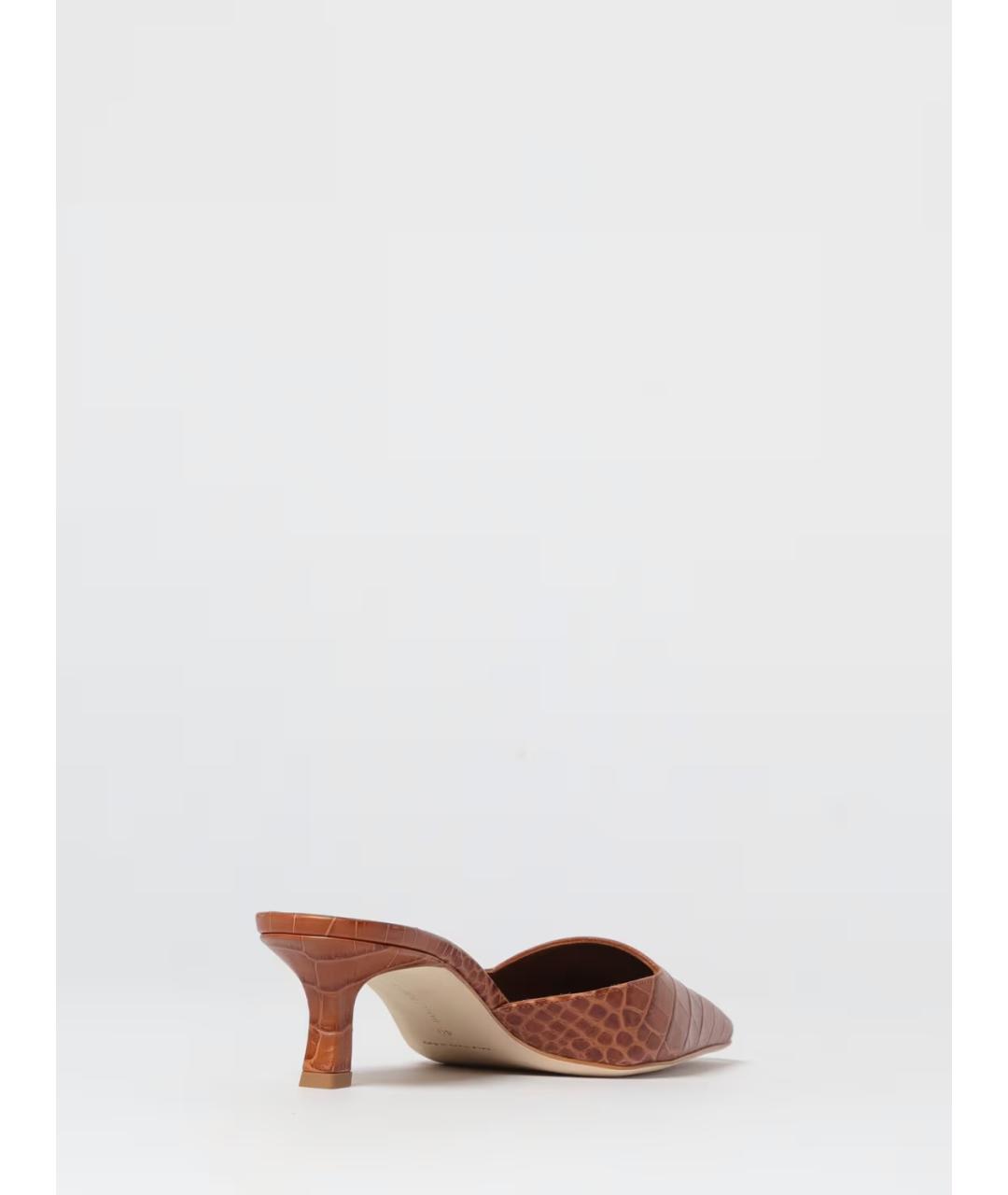 MANOLO BLAHNIK Коричневые кожаные мюли, фото 3