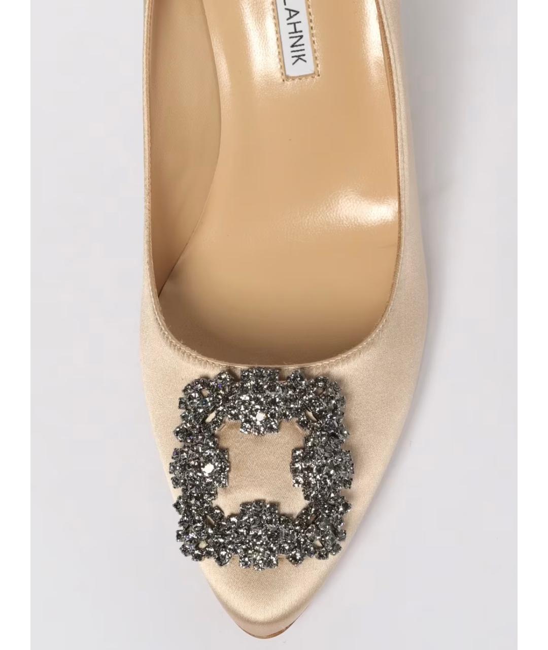 MANOLO BLAHNIK Бежевые текстильные туфли, фото 4