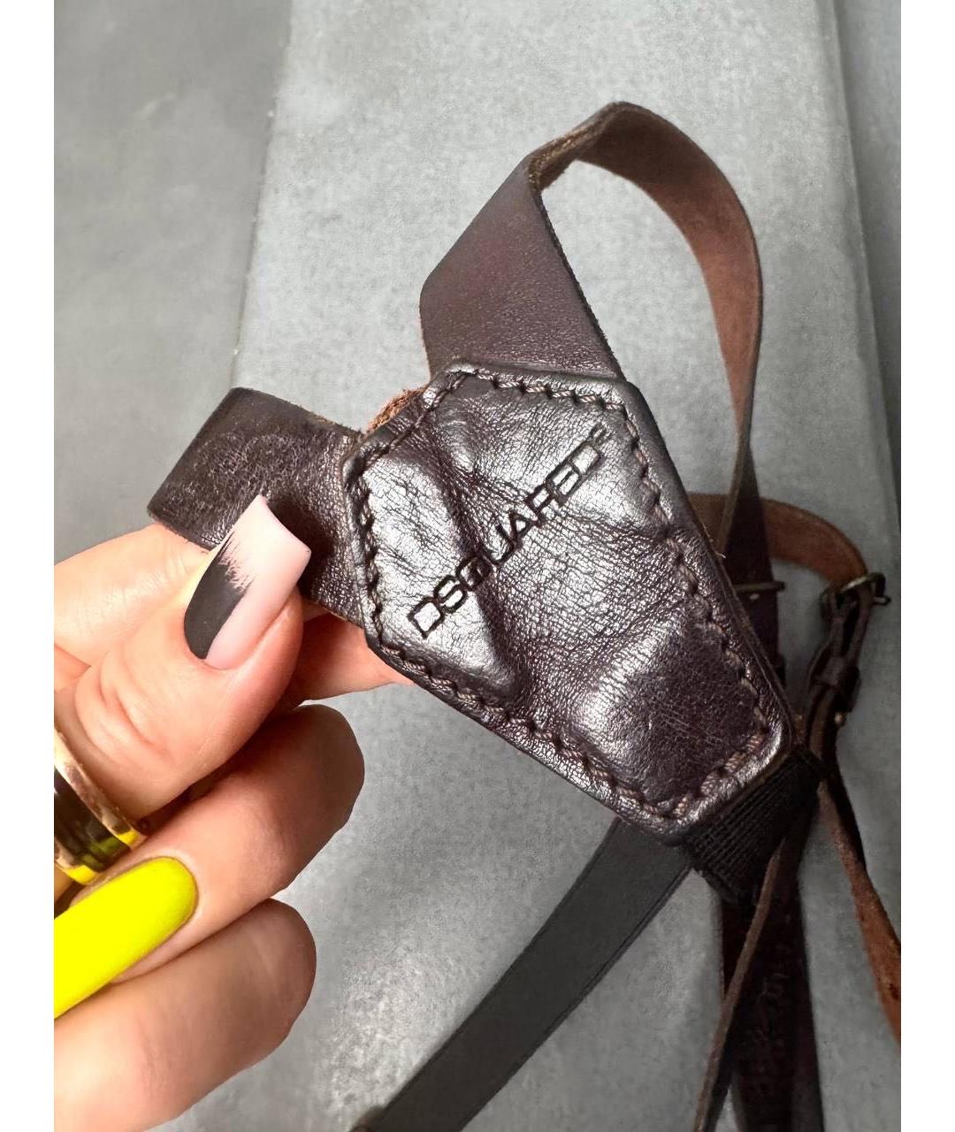 DSQUARED2 Коричневый кожаный ремень, фото 2