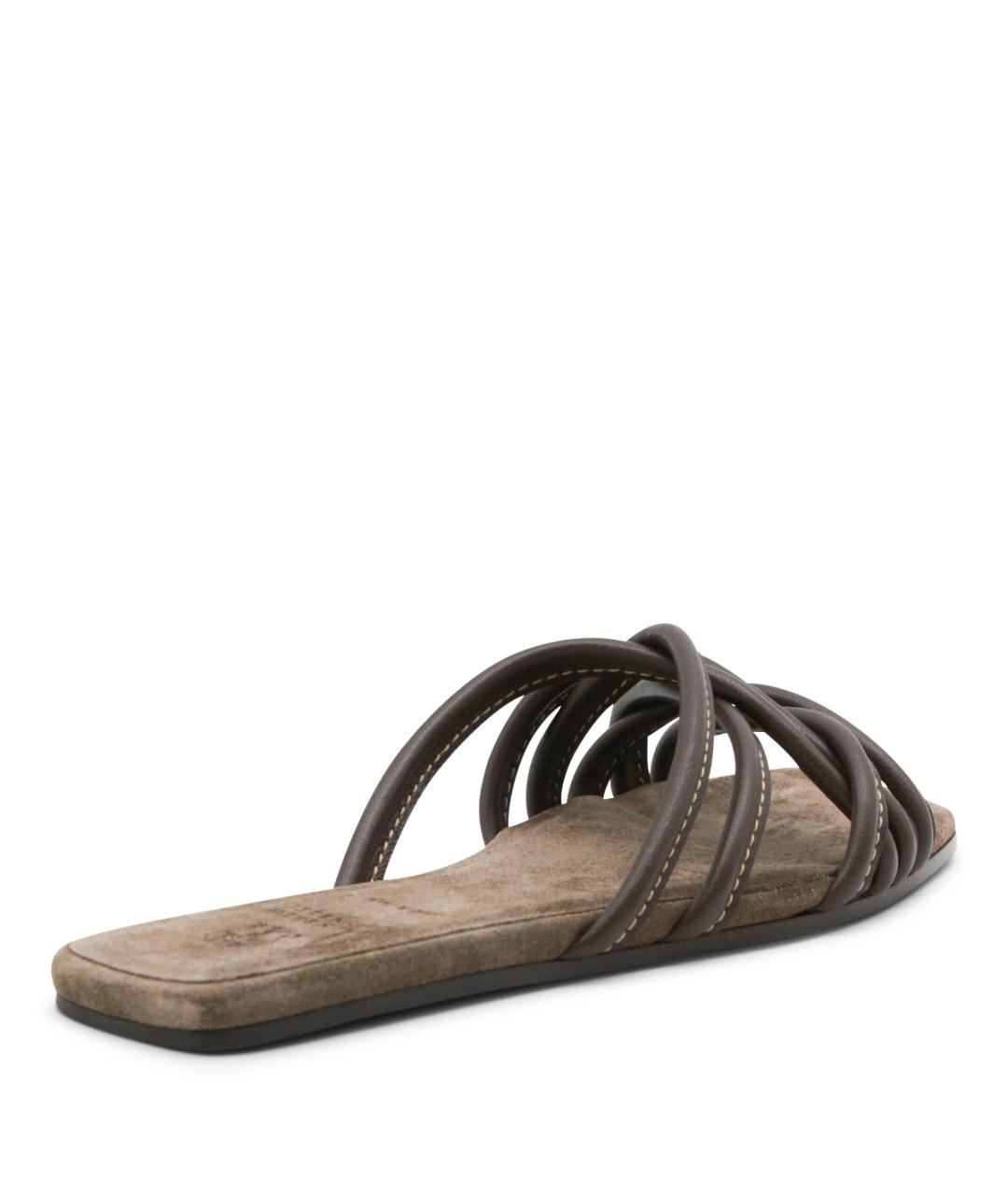 BRUNELLO CUCINELLI Черные кожаные шлепанцы, фото 3