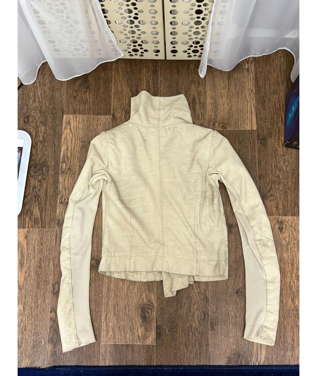 RICK OWENS Бежевая кожаная куртка, фото 3