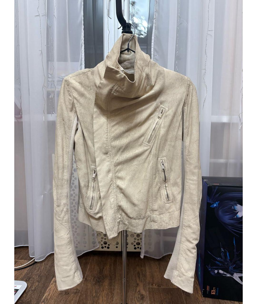 RICK OWENS Бежевая кожаная куртка, фото 7