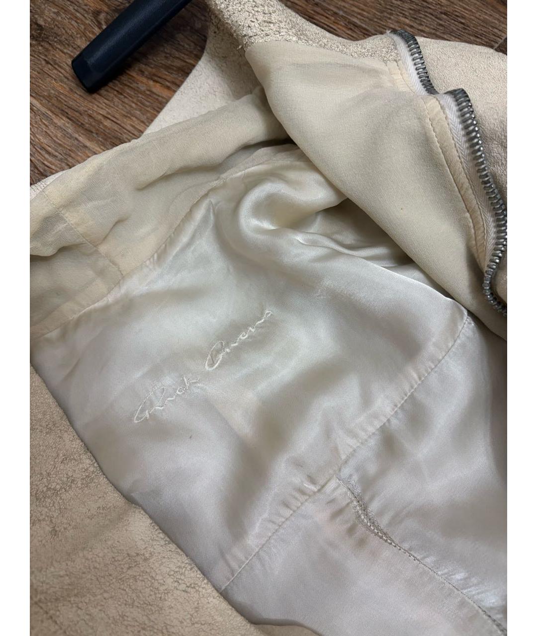 RICK OWENS Бежевая кожаная куртка, фото 4