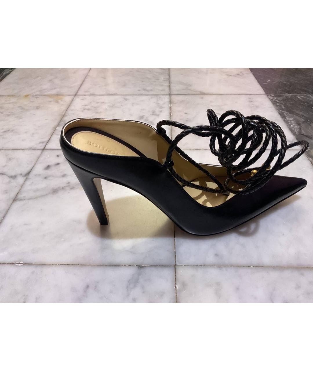 BOTTEGA VENETA Черные кожаные сабо, фото 9