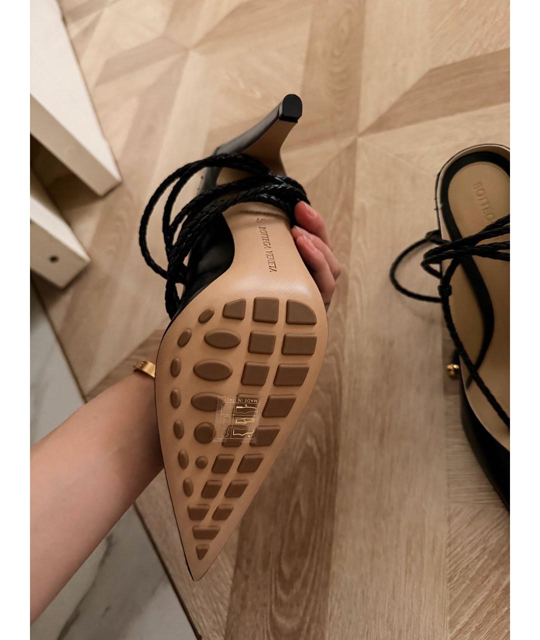 BOTTEGA VENETA Черные кожаные сабо, фото 8