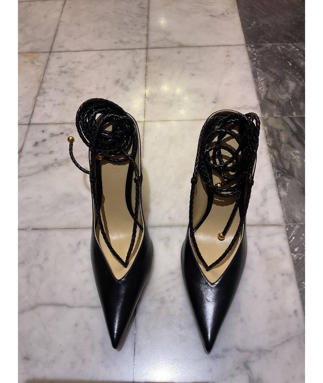 BOTTEGA VENETA Черные кожаные сабо, фото 2