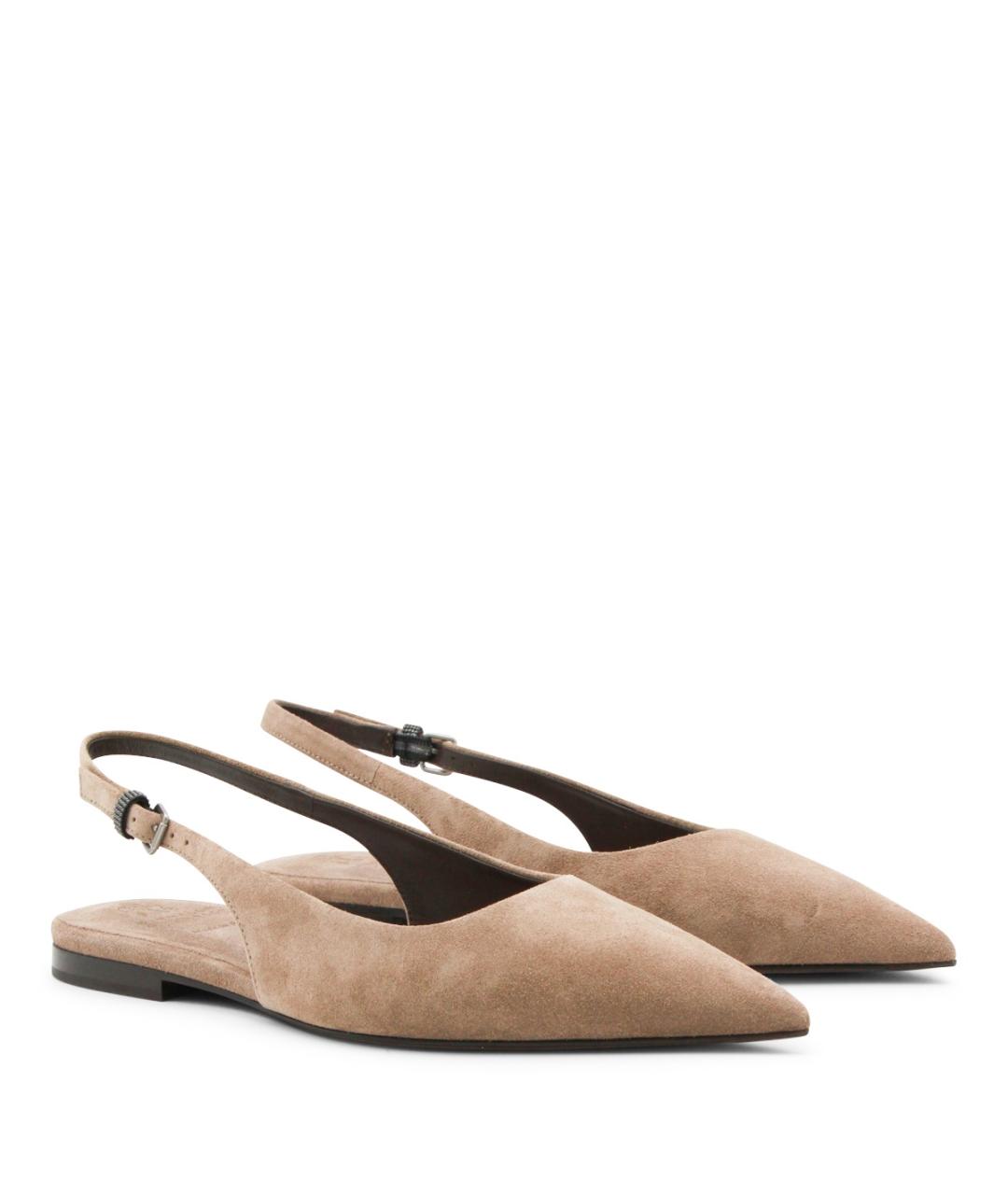 BRUNELLO CUCINELLI Бежевые лодочки на низком каблуке, фото 2