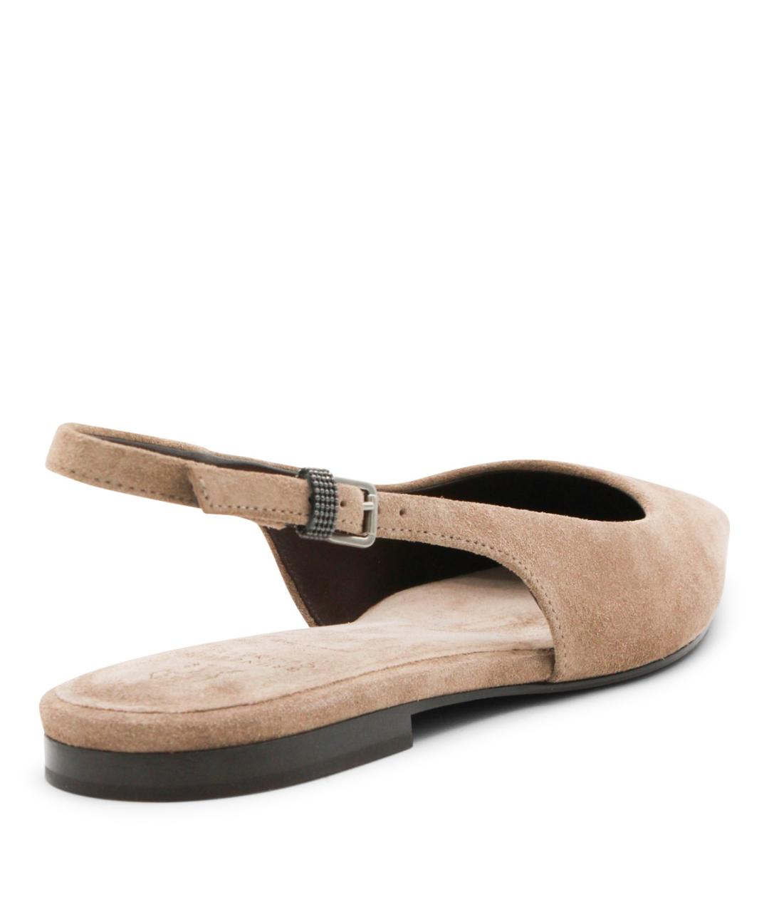 BRUNELLO CUCINELLI Бежевые лодочки на низком каблуке, фото 3