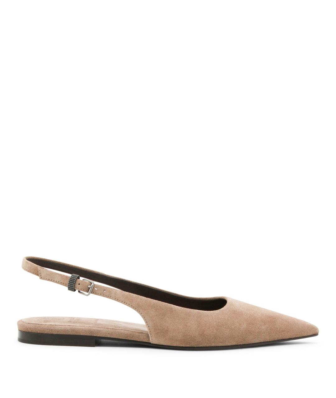 BRUNELLO CUCINELLI Бежевые лодочки на низком каблуке, фото 1