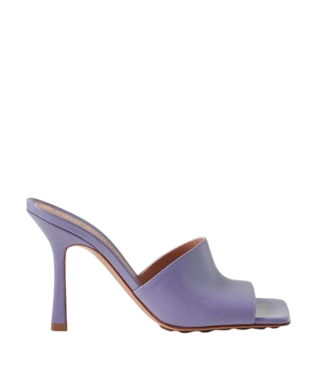 BOTTEGA VENETA Фиолетовые кожаные мюли, фото 1