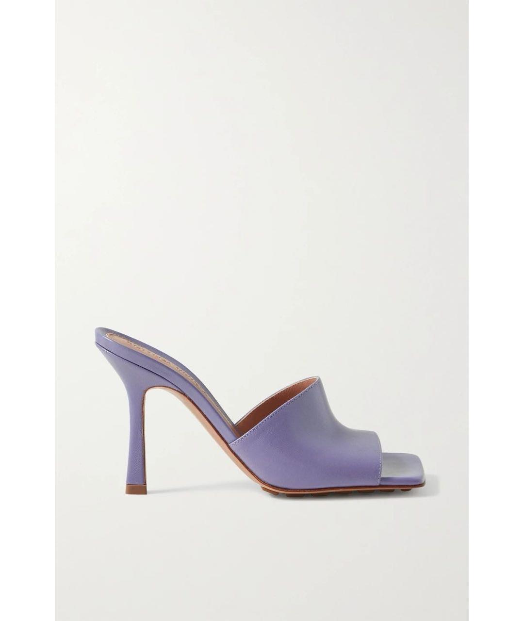 BOTTEGA VENETA Фиолетовые кожаные мюли, фото 7