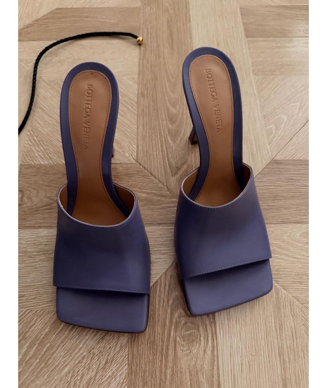 BOTTEGA VENETA Фиолетовые кожаные мюли, фото 2