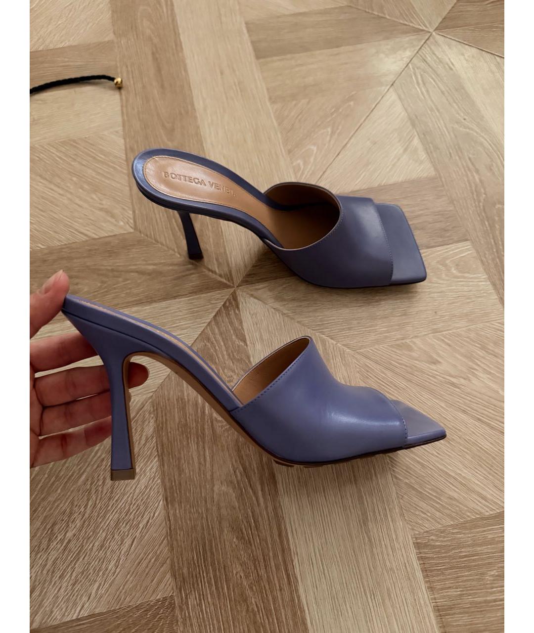 BOTTEGA VENETA Фиолетовые кожаные мюли, фото 3