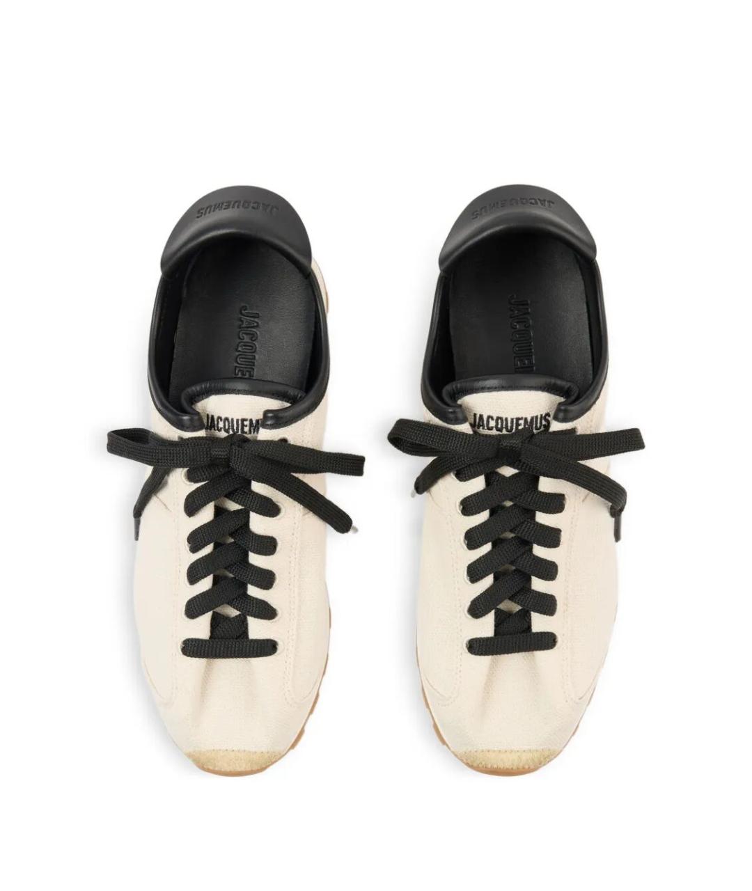 JACQUEMUS Белые текстильные низкие кроссовки / кеды, фото 3