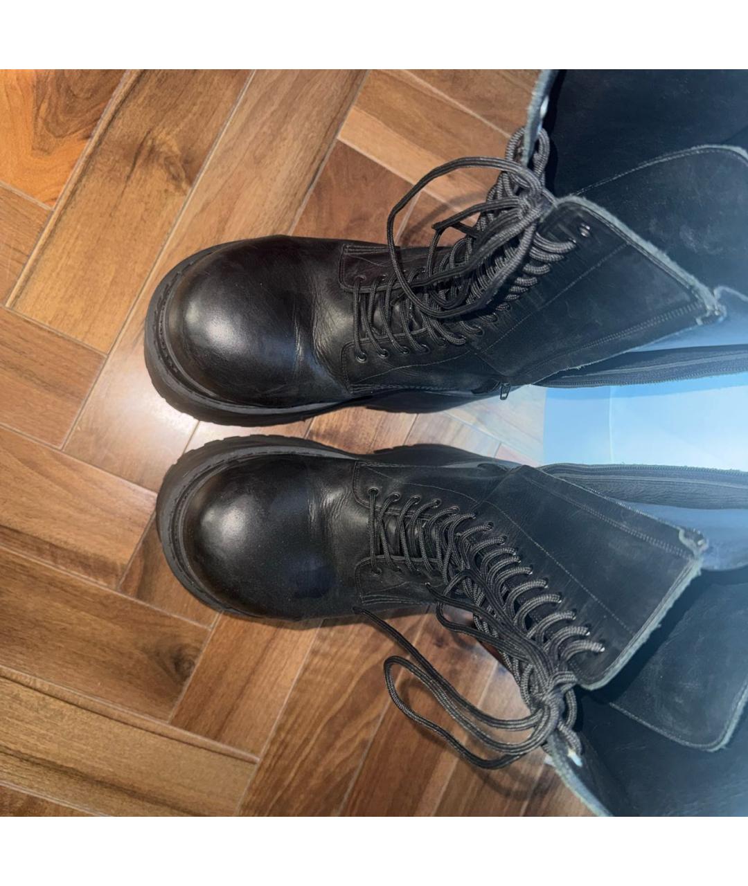BALENCIAGA Черные кожаные высокие ботинки, фото 3