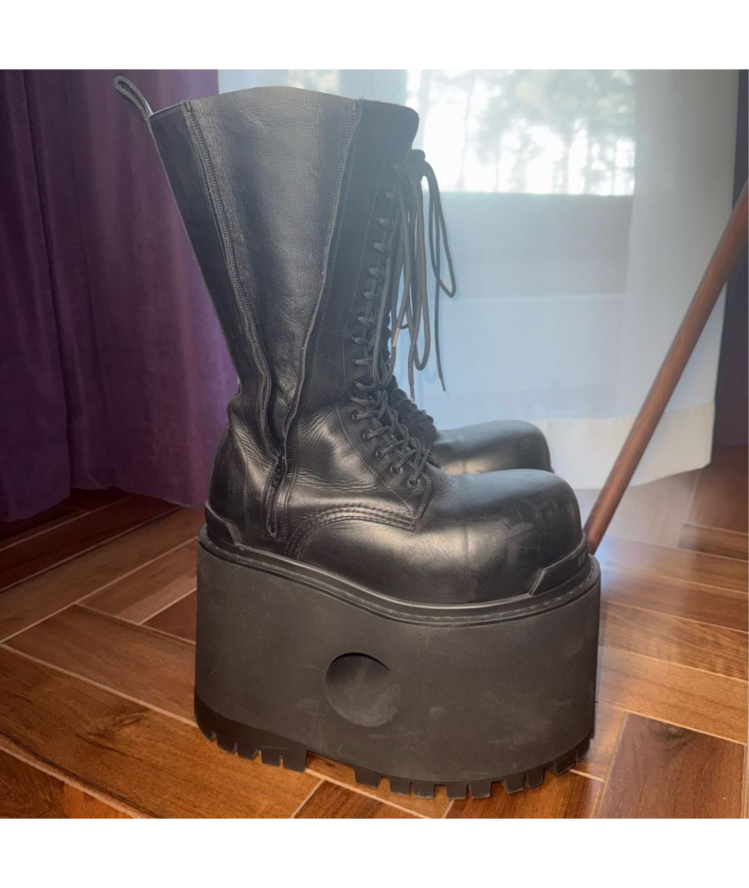 BALENCIAGA Черные кожаные высокие ботинки, фото 5
