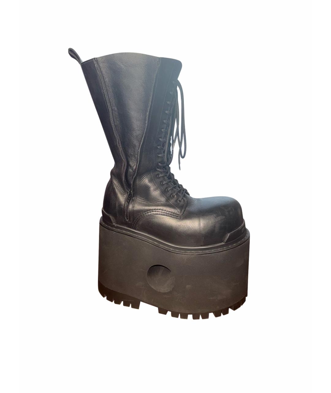 BALENCIAGA Черные кожаные высокие ботинки, фото 1