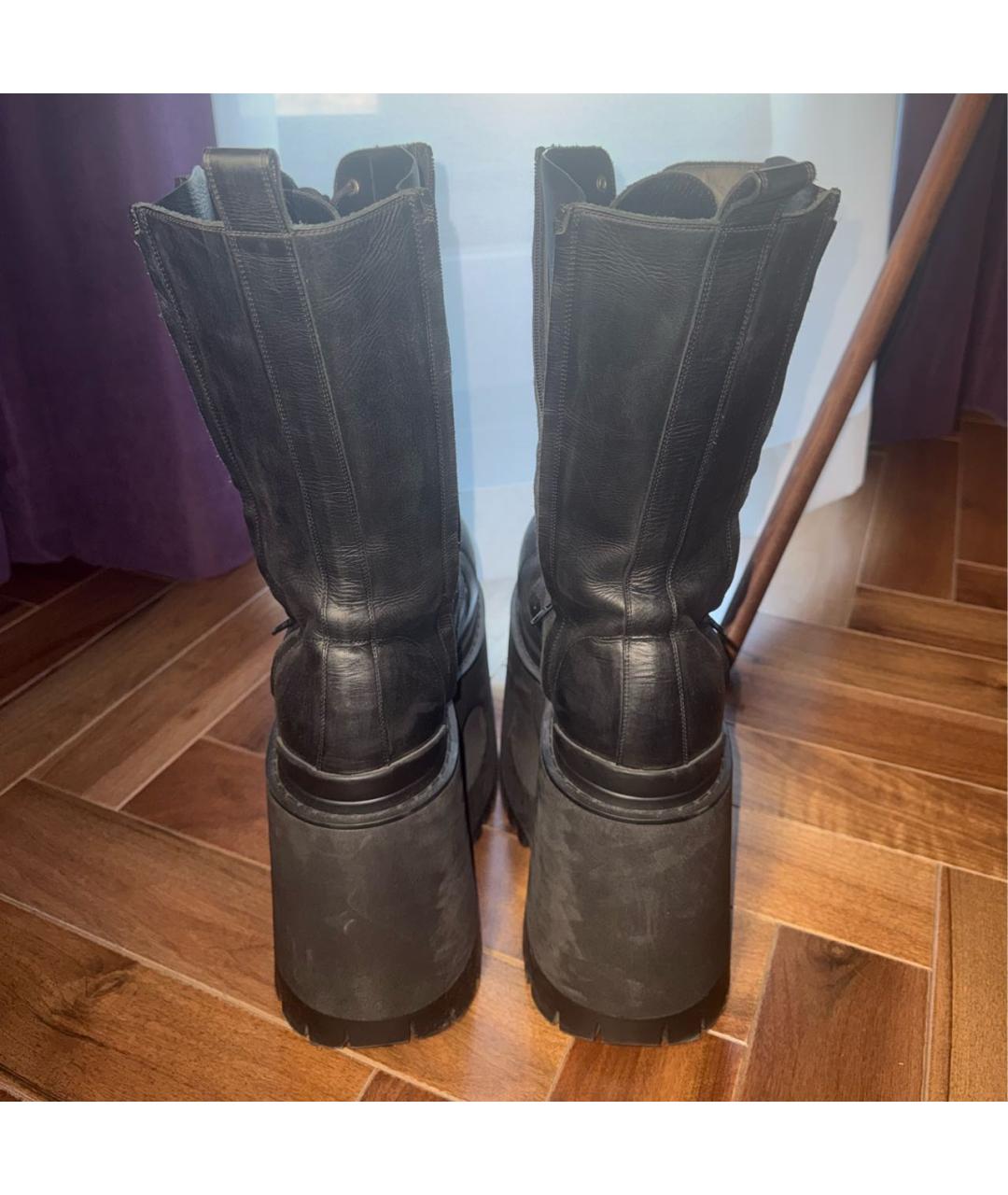 BALENCIAGA Черные кожаные высокие ботинки, фото 4
