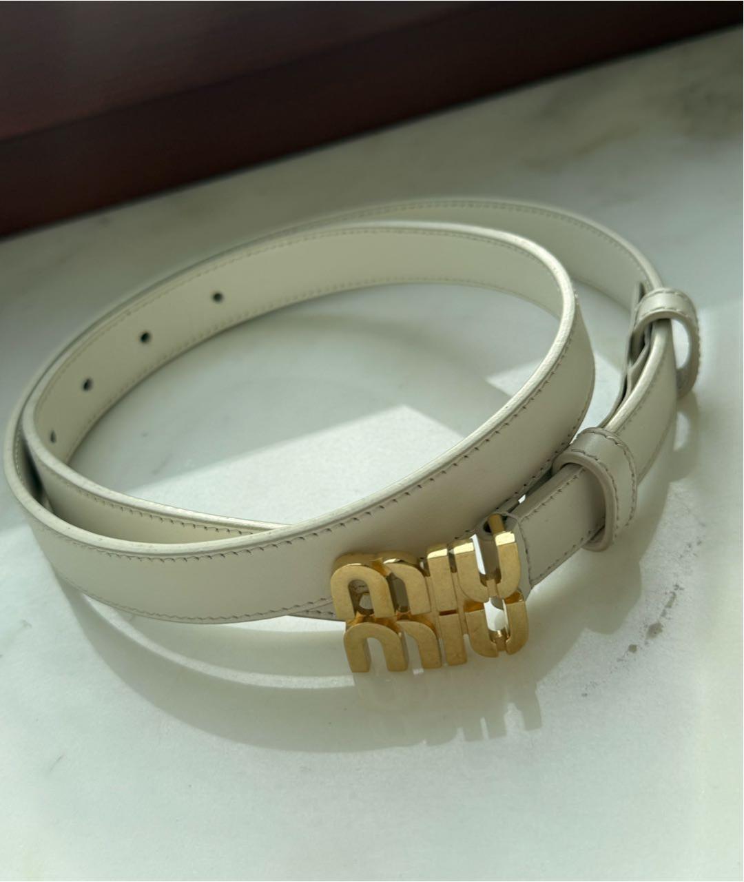 MIU MIU Белый кожаный ремень, фото 4