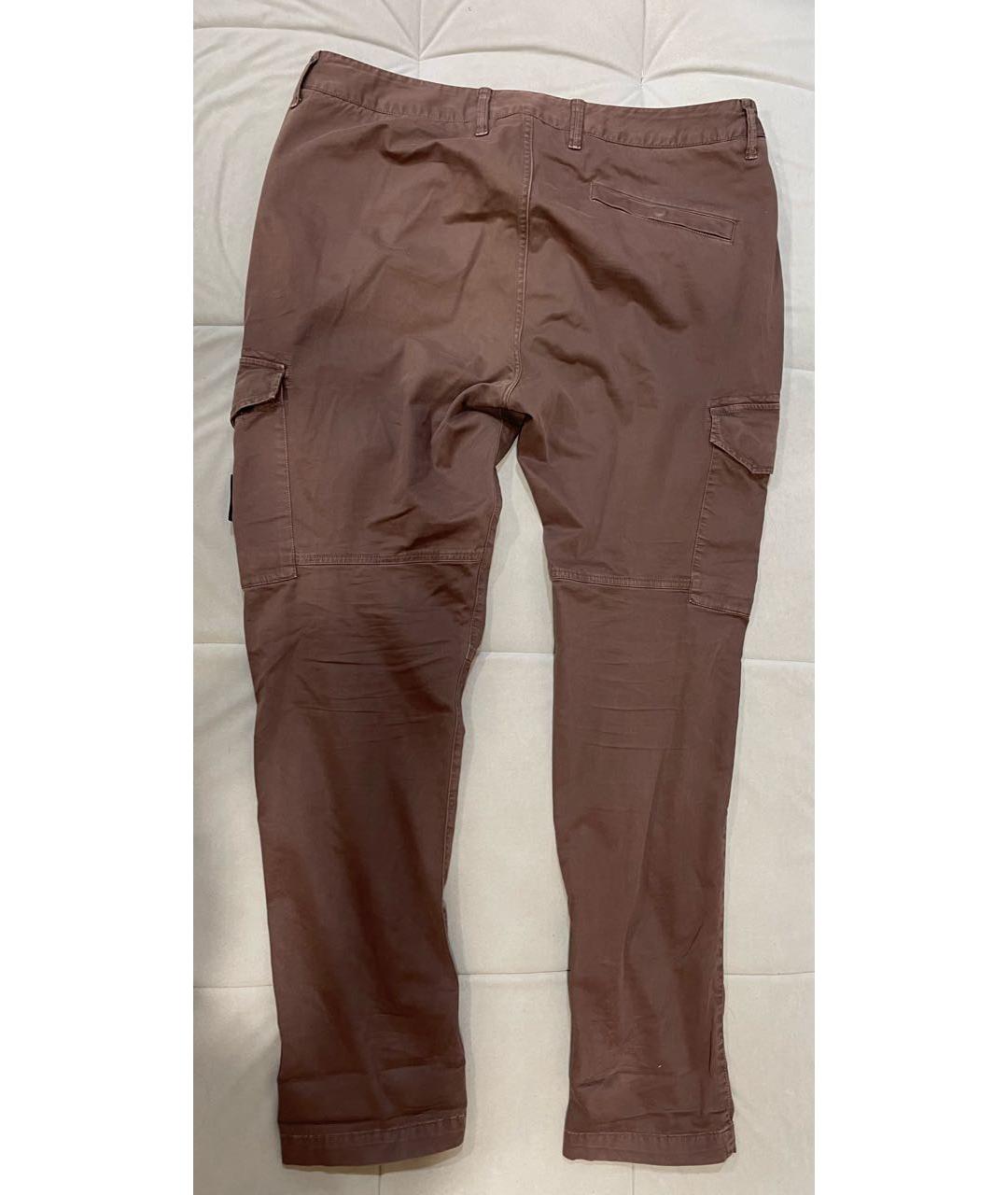 STONE ISLAND Коричневые хлопковые повседневные брюки, фото 2