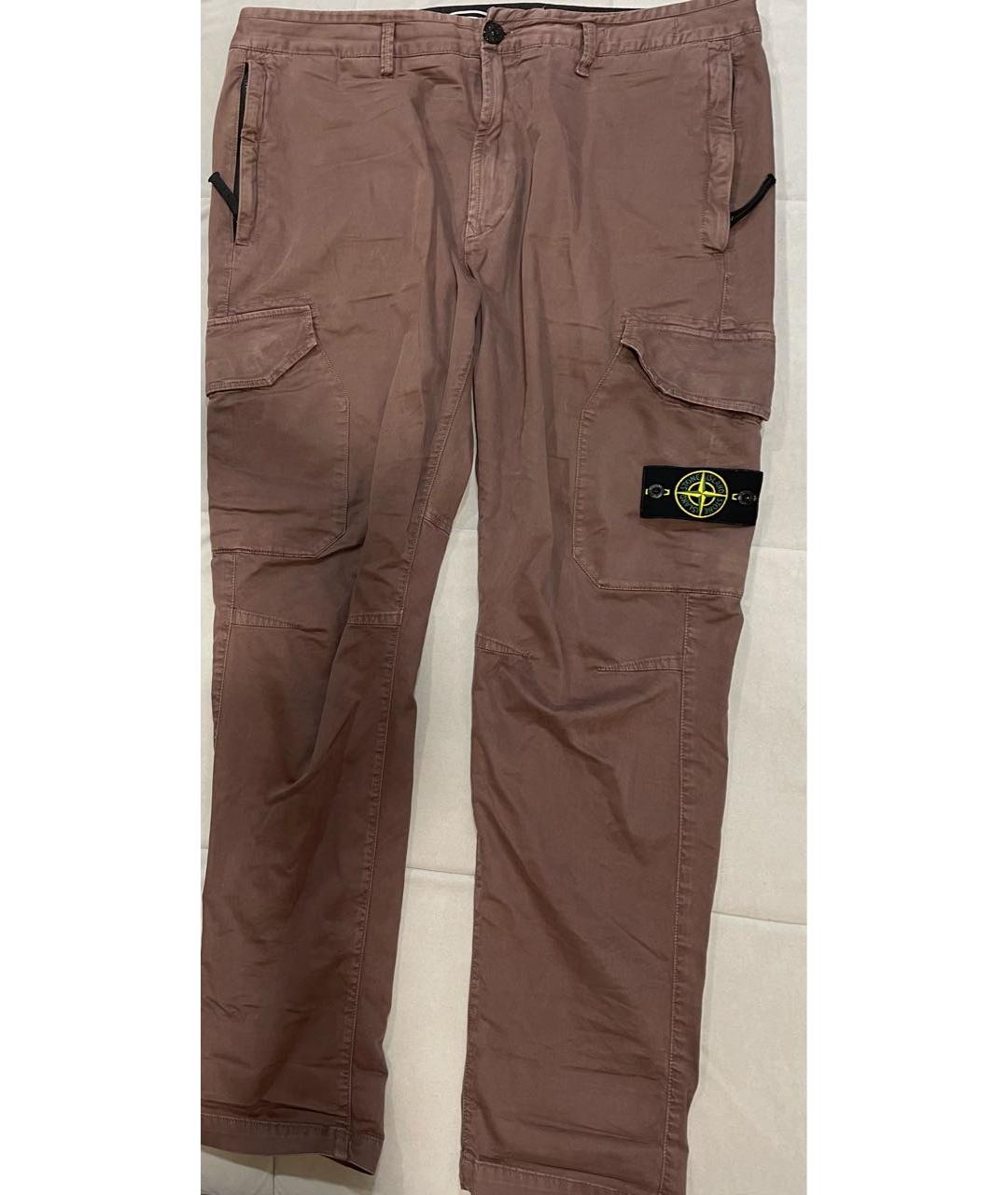 STONE ISLAND Коричневые хлопковые повседневные брюки, фото 7