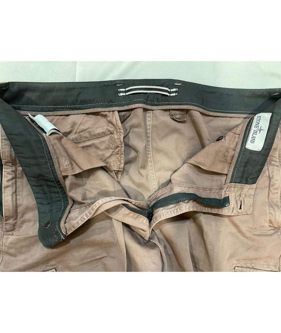 STONE ISLAND Коричневые хлопковые повседневные брюки, фото 4