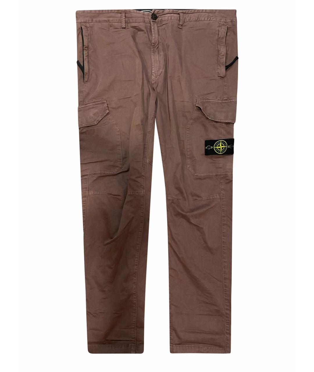 STONE ISLAND Коричневые хлопковые повседневные брюки, фото 1