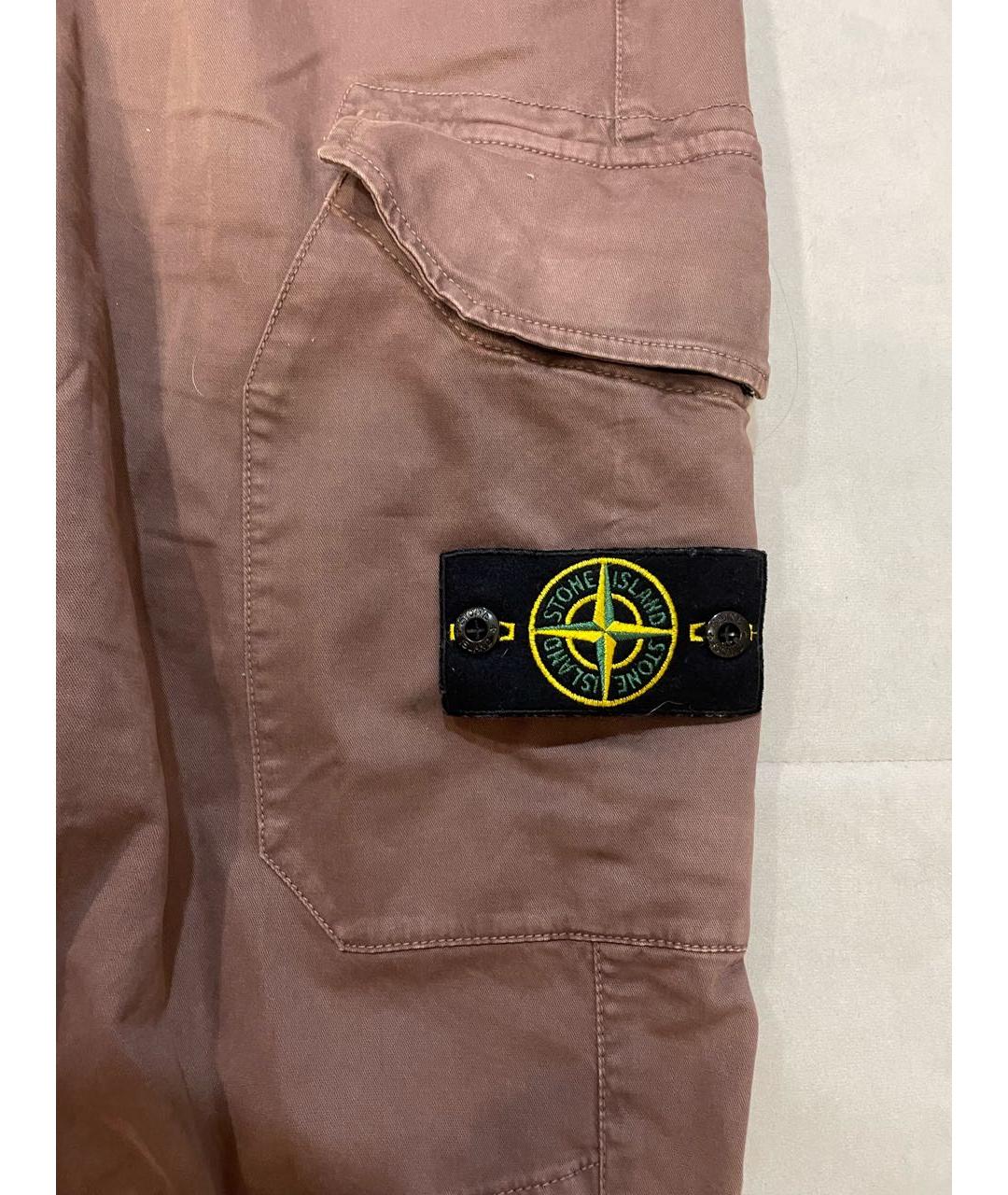 STONE ISLAND Коричневые хлопковые повседневные брюки, фото 3