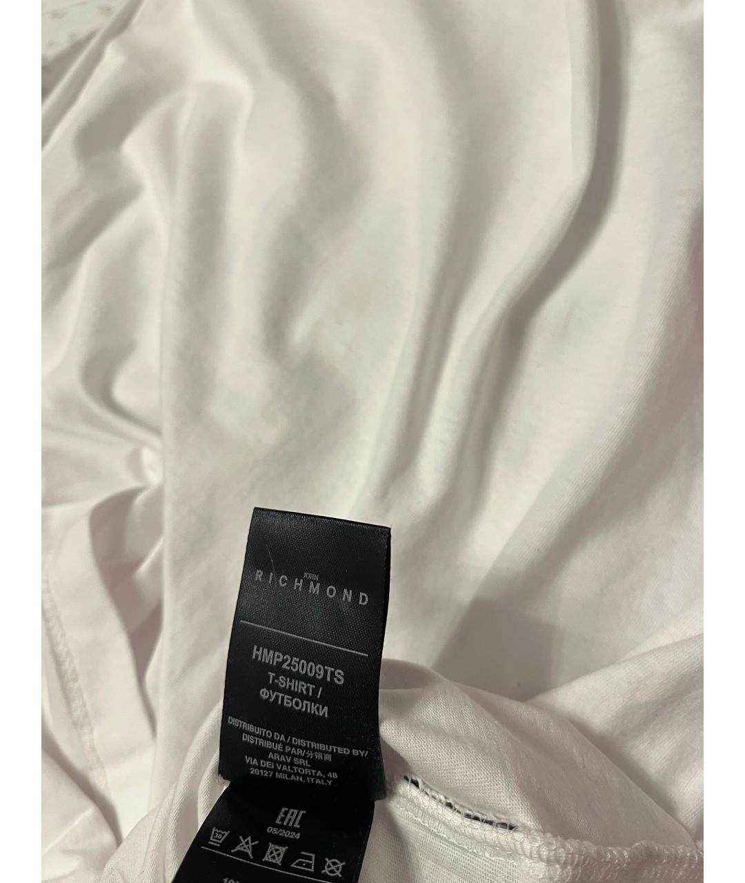 JOHN RICHMOND Белая хлопковая футболка, фото 3