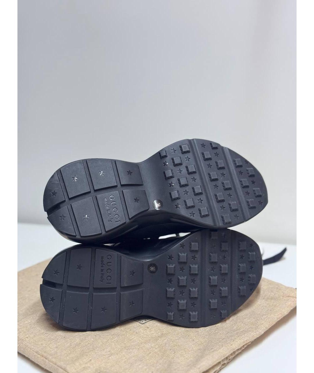 GUCCI Черные кожаные кроссовки, фото 3