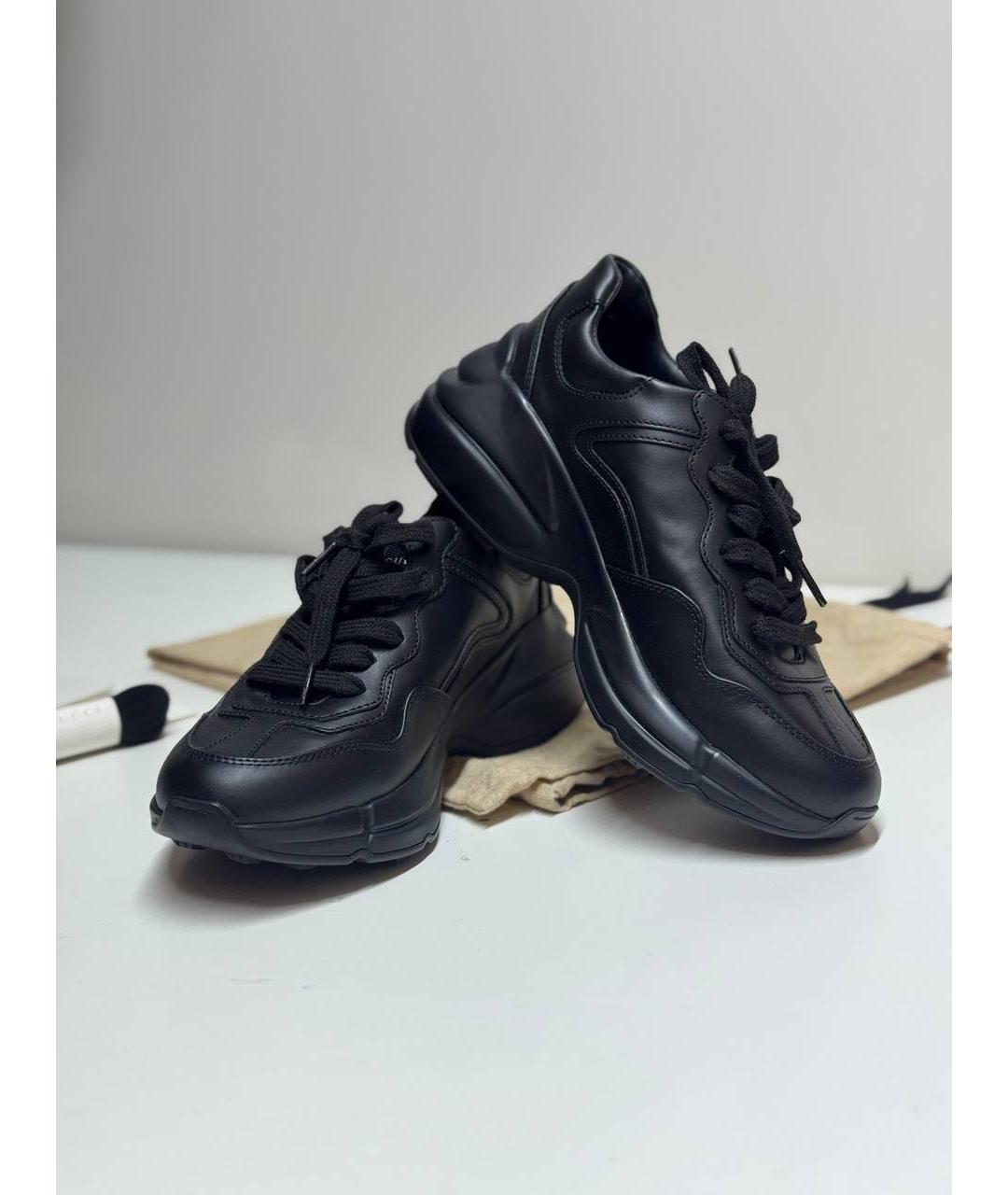 GUCCI Черные кожаные кроссовки, фото 6