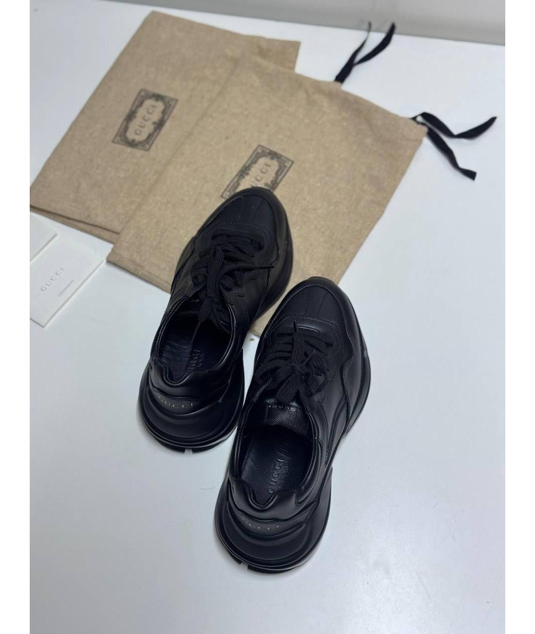 GUCCI Черные кожаные кроссовки, фото 5