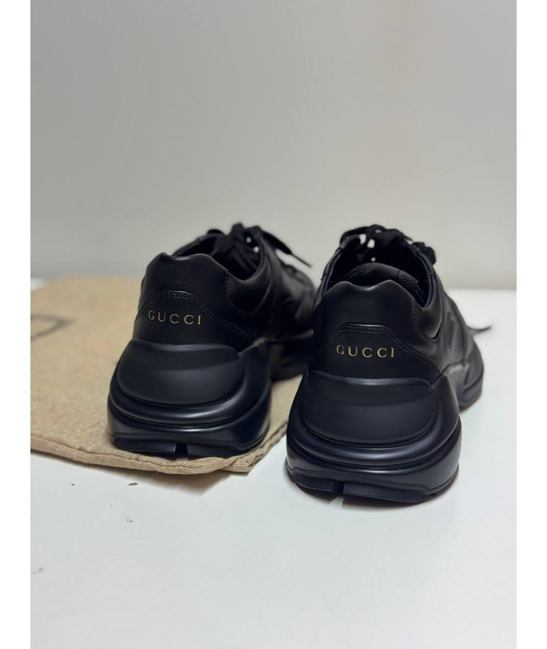 GUCCI Черные кожаные кроссовки, фото 4