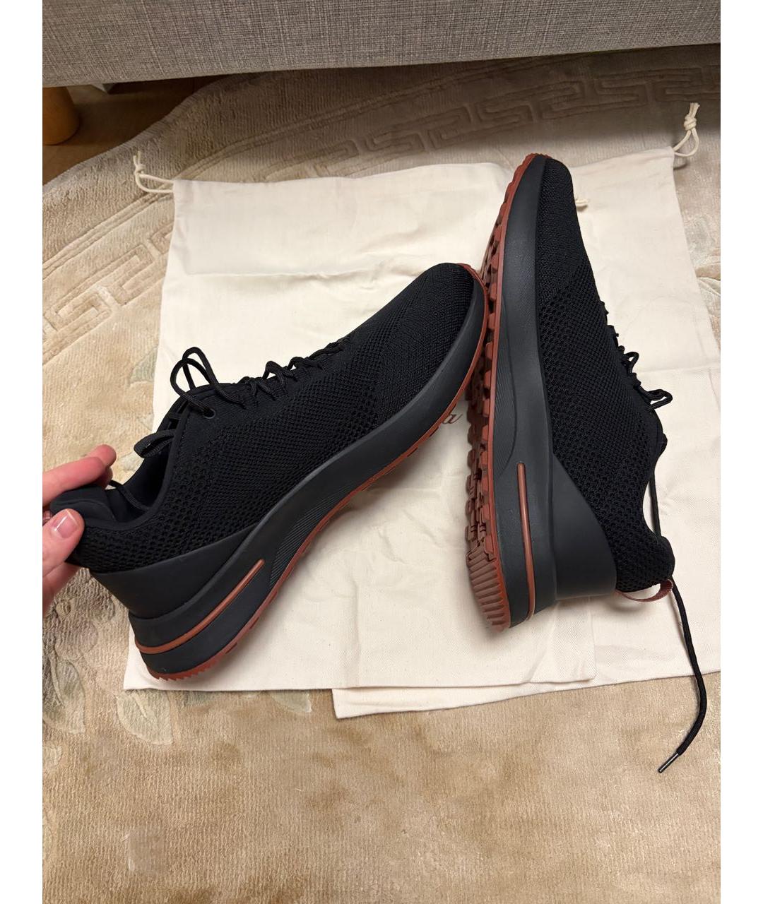 LORO PIANA Черные текстильные высокие кроссовки / кеды, фото 5