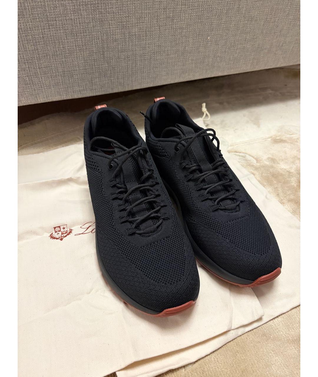 LORO PIANA Черные текстильные высокие кроссовки / кеды, фото 7