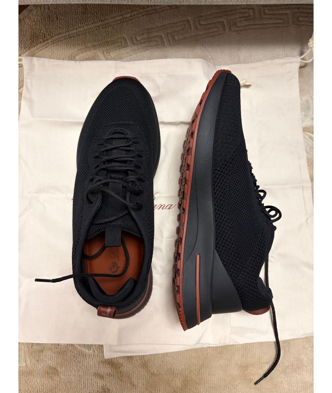 LORO PIANA Черные текстильные высокие кроссовки / кеды, фото 6