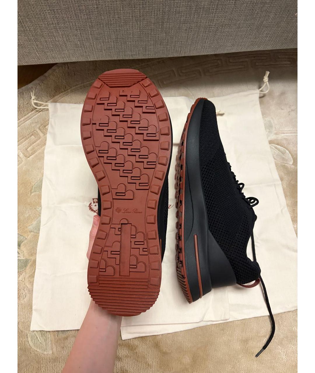 LORO PIANA Черные текстильные высокие кроссовки / кеды, фото 4