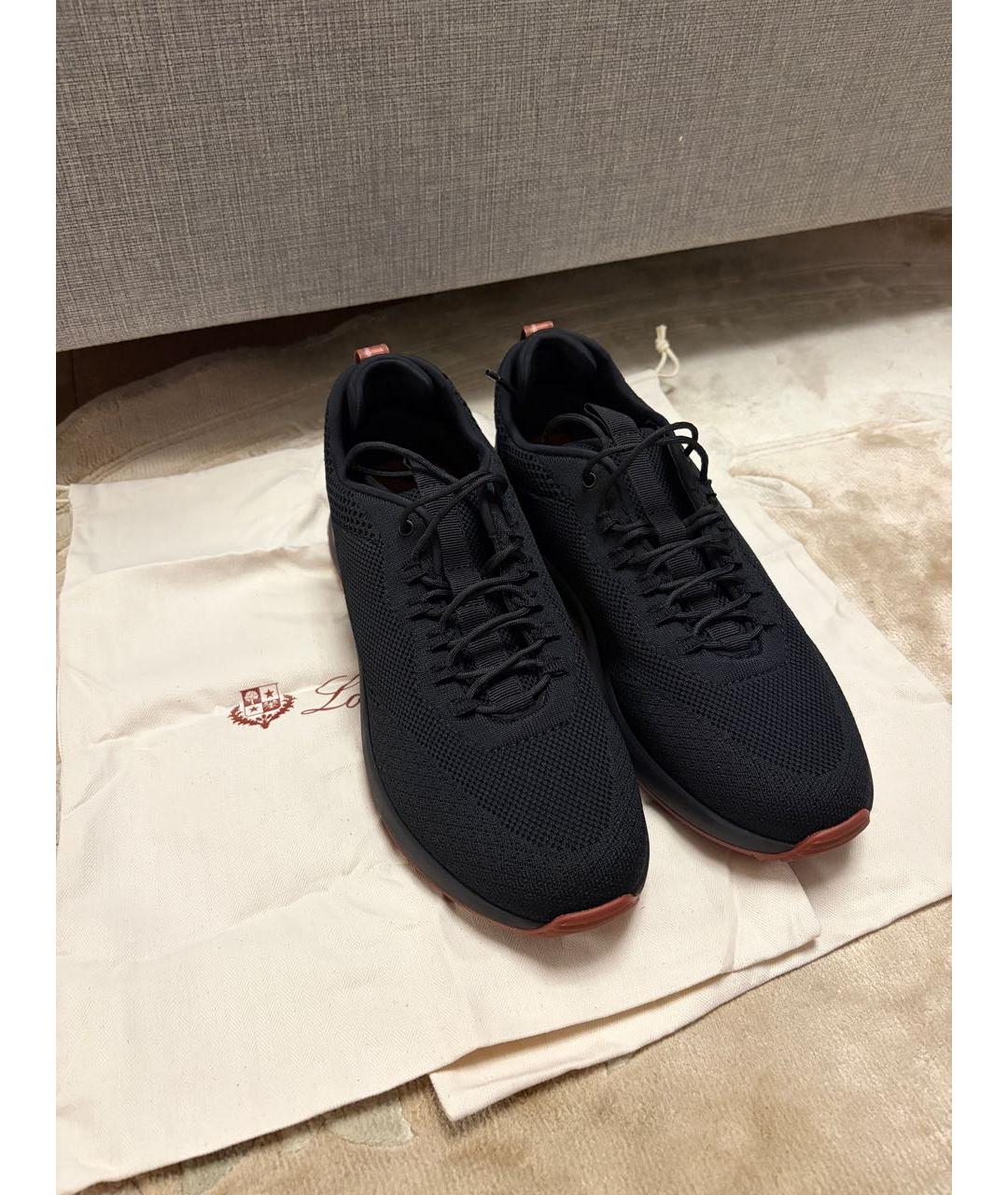 LORO PIANA Черные текстильные высокие кроссовки / кеды, фото 2