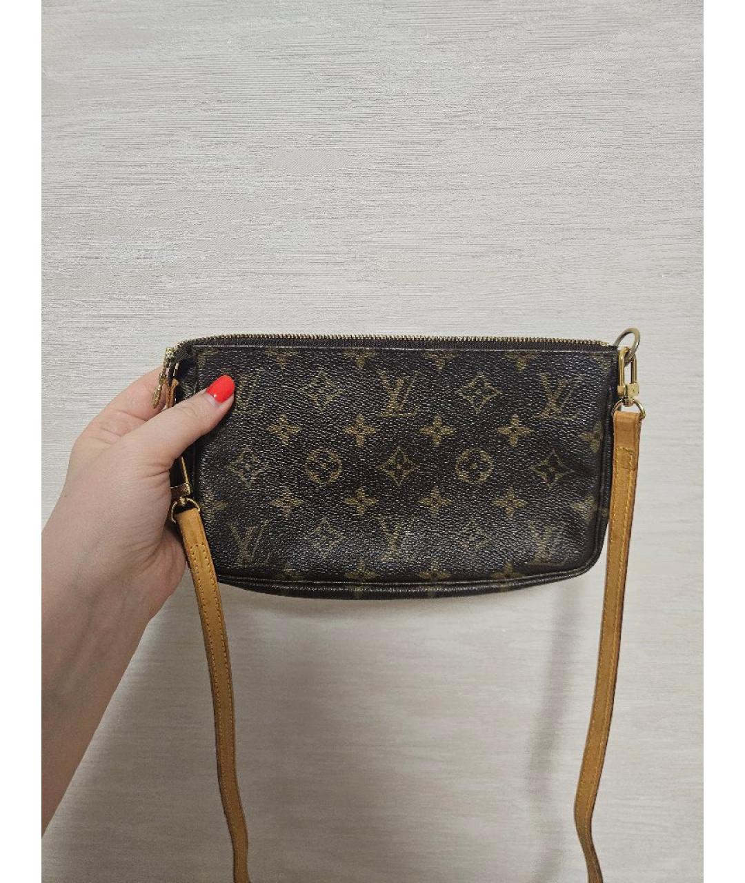 LOUIS VUITTON Коричневая кожаная сумка через плечо, фото 3