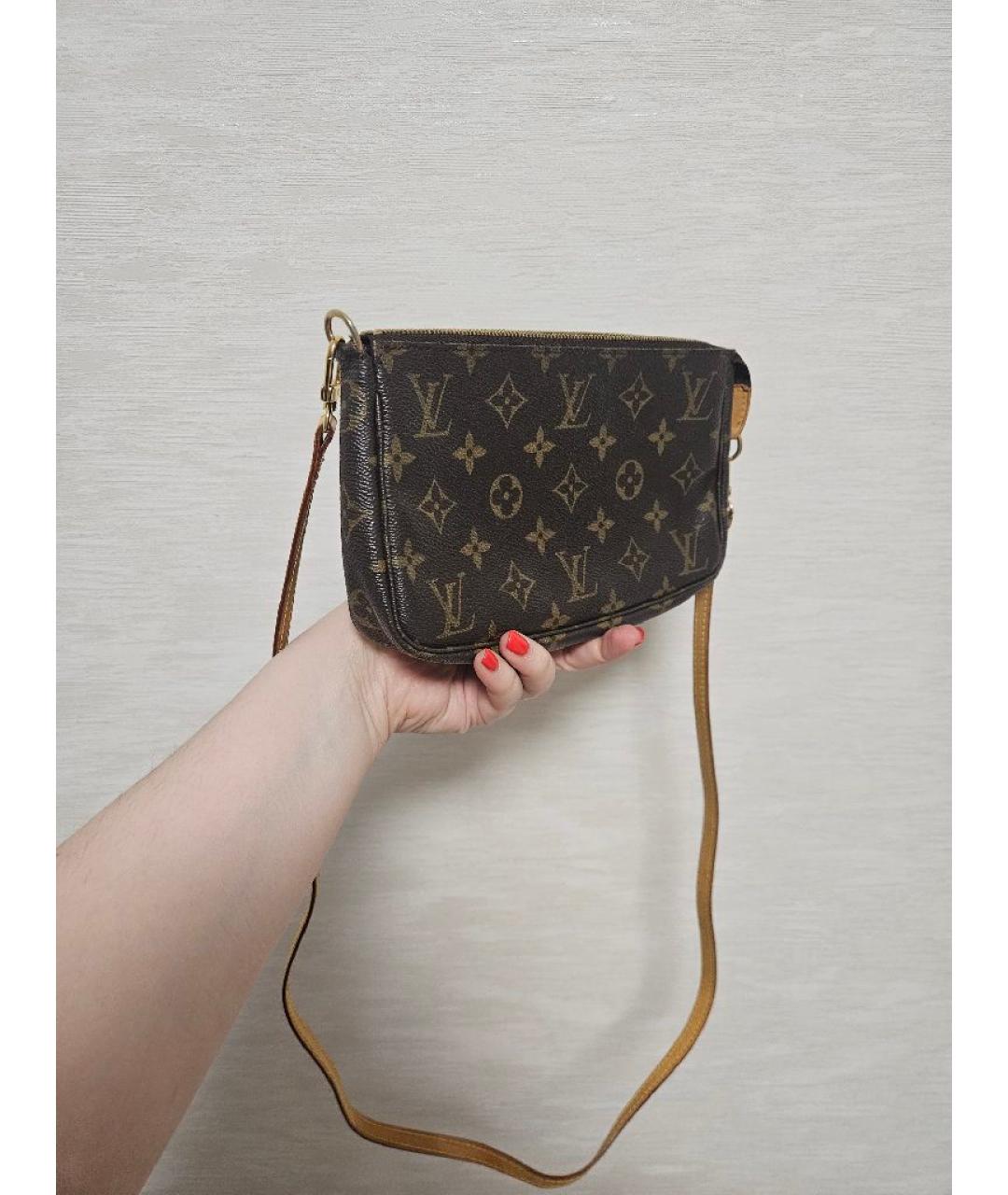 LOUIS VUITTON Коричневая кожаная сумка через плечо, фото 2