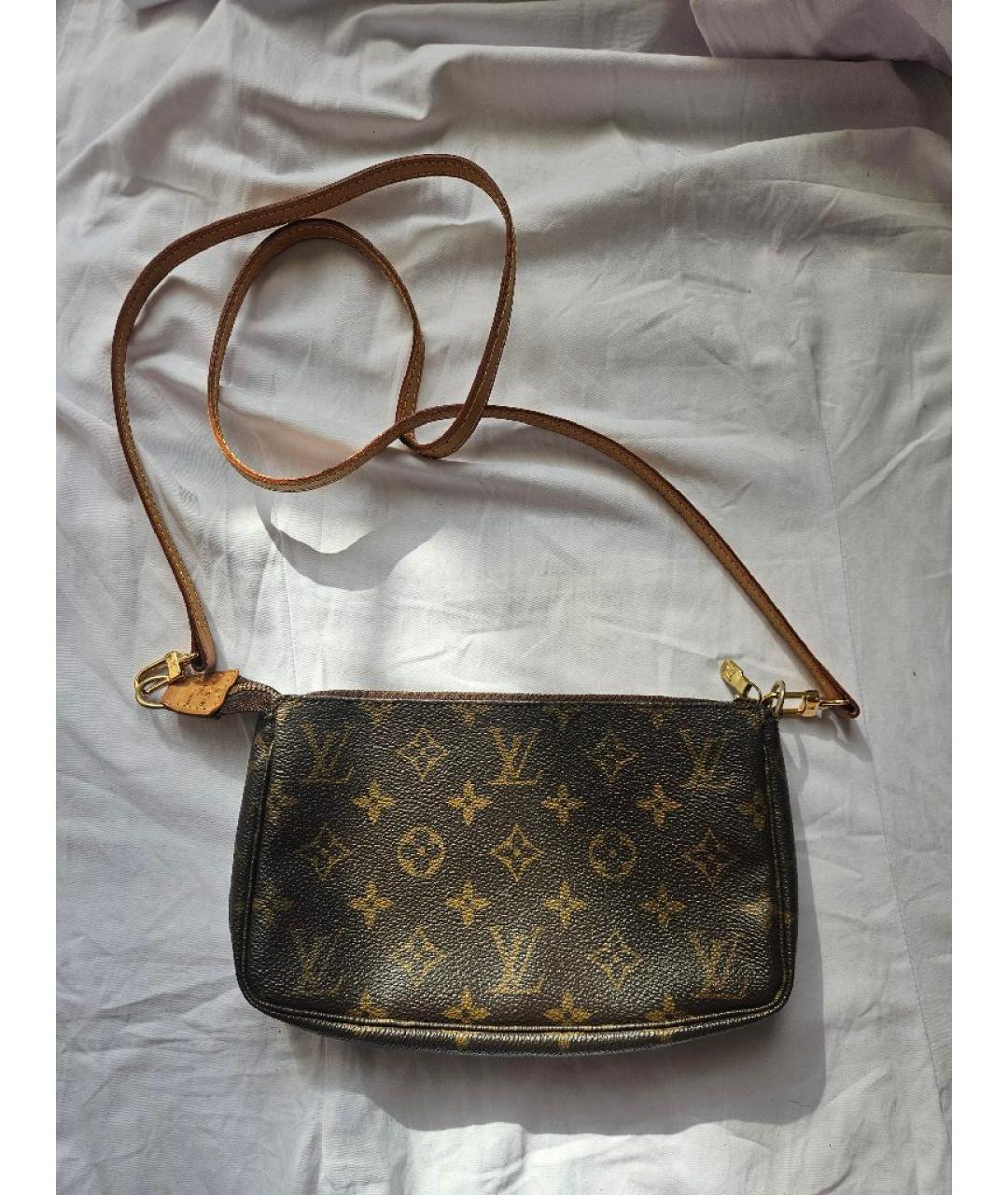 LOUIS VUITTON Коричневая кожаная сумка через плечо, фото 8