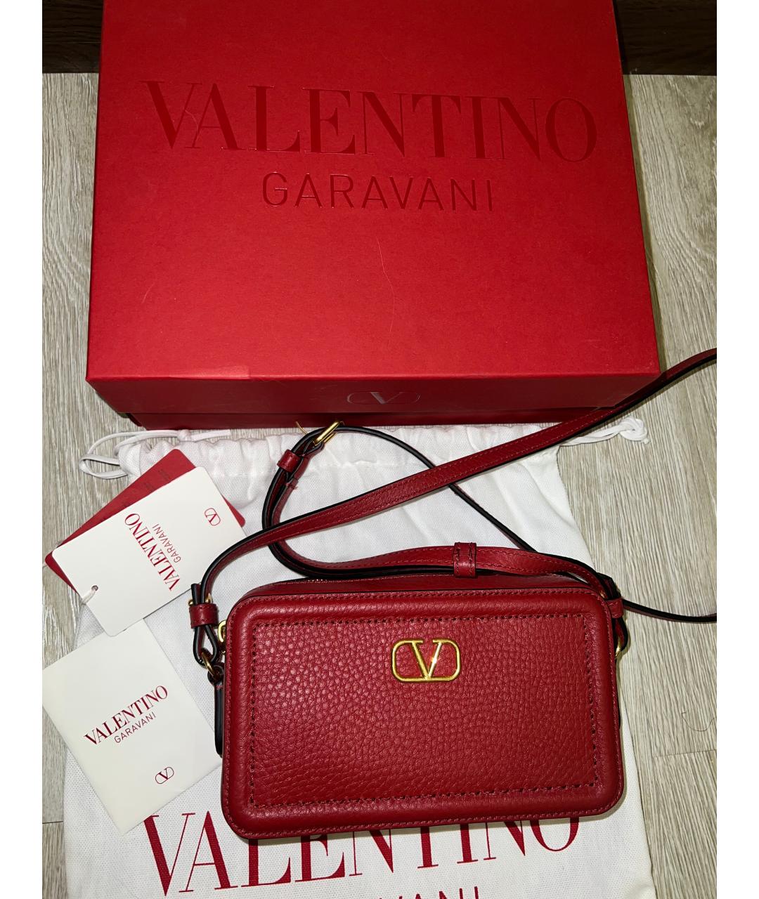 VALENTINO Красная кожаная сумка через плечо, фото 6