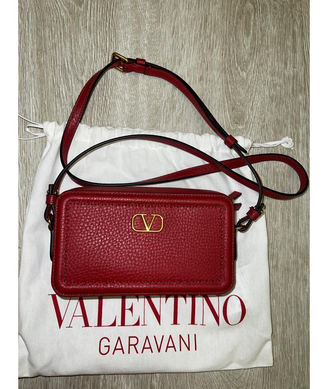 VALENTINO Красная кожаная сумка через плечо, фото 10